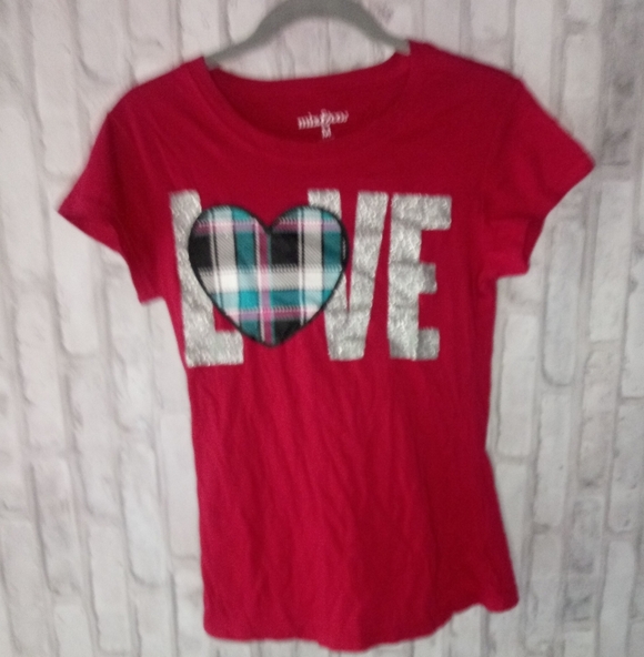 Mix & Co.Love plaid heart short sleeve tee shirt - Picture 6 of 14